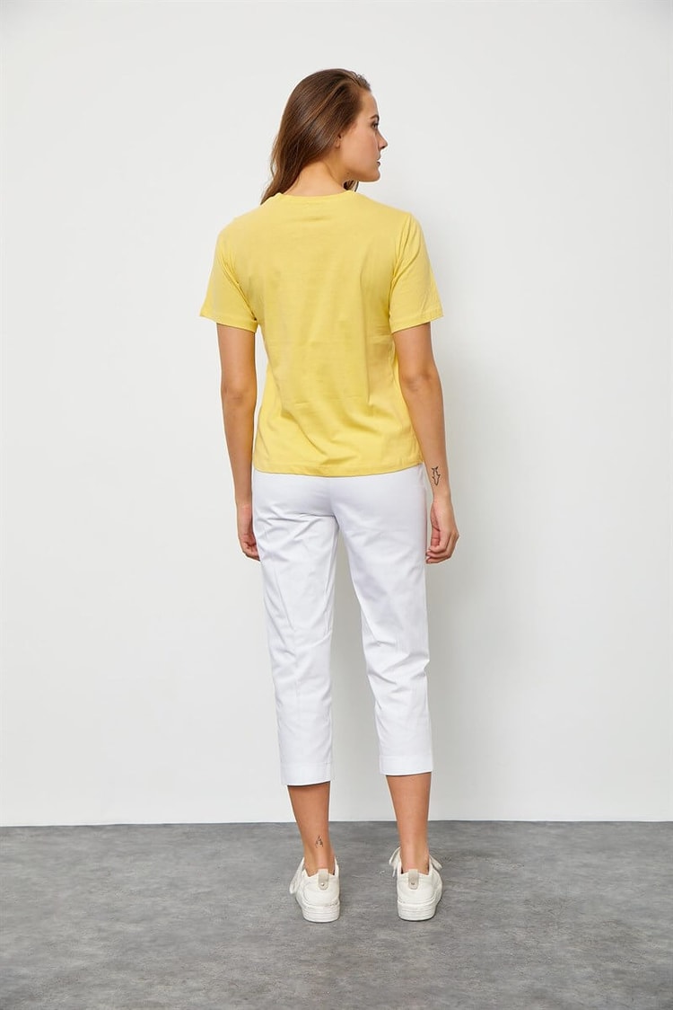 Sarı Baskılı Kısa Kol T-ShirtST060S71190011