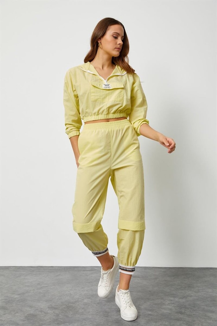 Sarı Kapüşonlu Crop BluzST050S3054801
