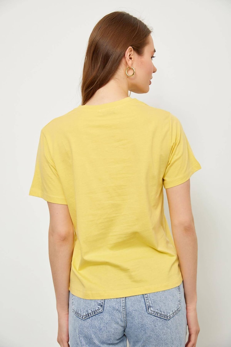 Sarı Kısa Kol Baskılı T-ShirtST060S71190023