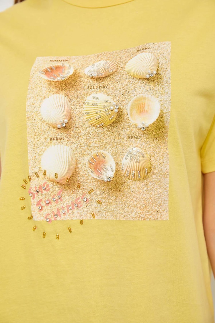 Sarı Kısa Kol Baskılı T-ShirtST060S71190023