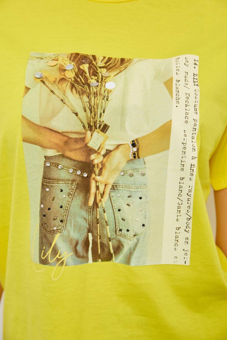 Sarı Kısa Kol Baskılı T-ShirtST060S71223003