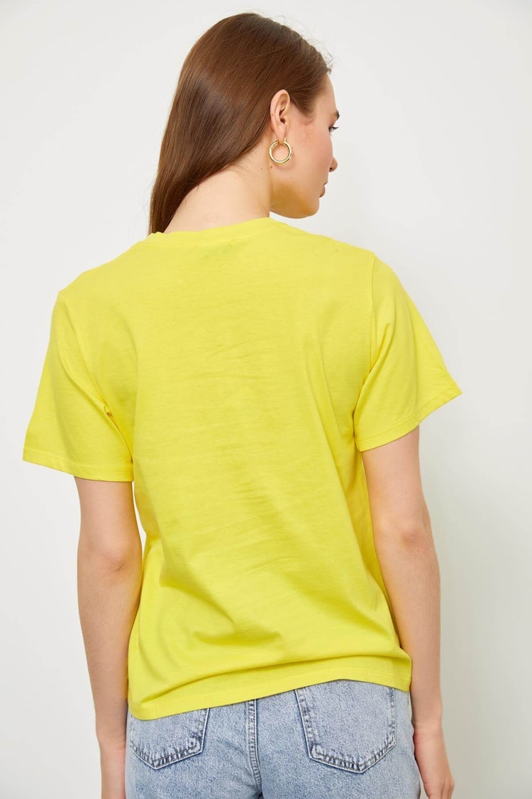 Sarı Kısa Kol Baskılı T-ShirtST060S71223003