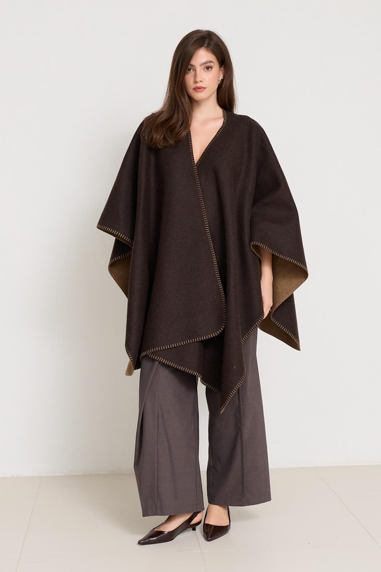 Acı-Kahve Asimetrik Kapama Rahat Kesim Kimono Kadın Kategorisiz modelleri
