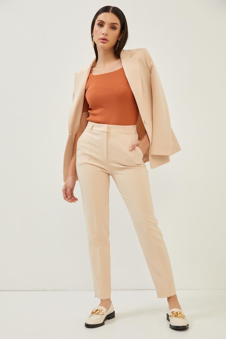 Açık Bej Blazer Ceket Pantolon Takım Kadın Takım Elbise modelleri