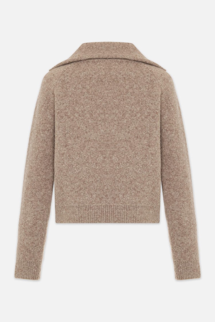Açık Bej Uzun Kollu Fermuar Detaylı Triko Kadın Sweatshirt modelleri
