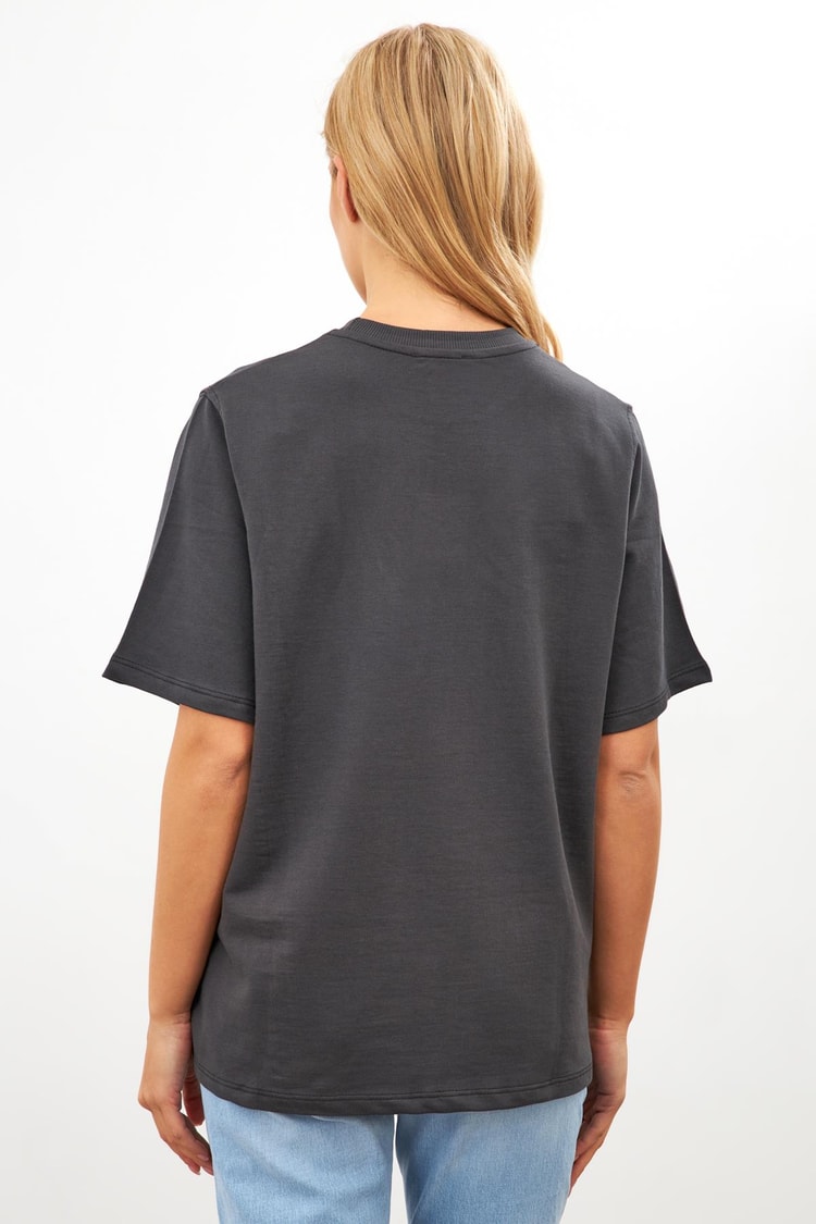 Antrasit Setre Logo Detaylı Oversize Kısa Kollu T-Shirt Kadın Kategorisiz modelleri