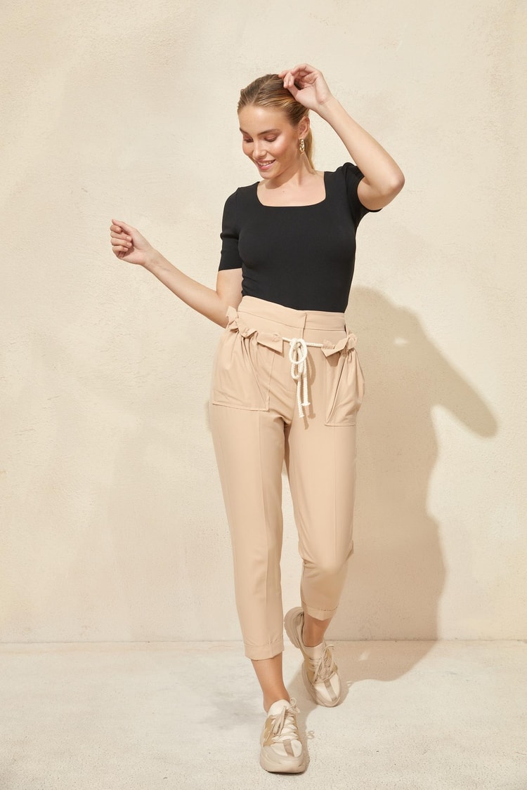 Bej 1YM2CPN0216 PANTOLON Kadın Pantolon modelleri