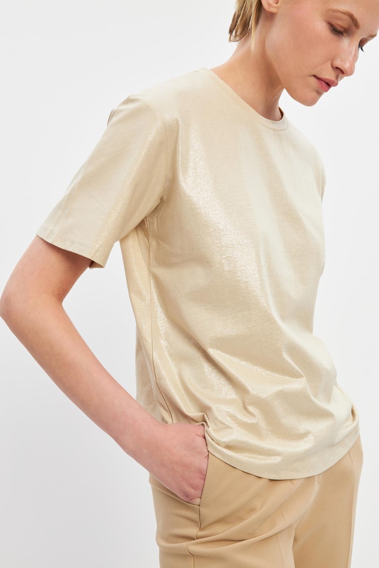 Bej Bisiklet Yaka Basic T-Shirt Kadın Kategorisiz modelleri