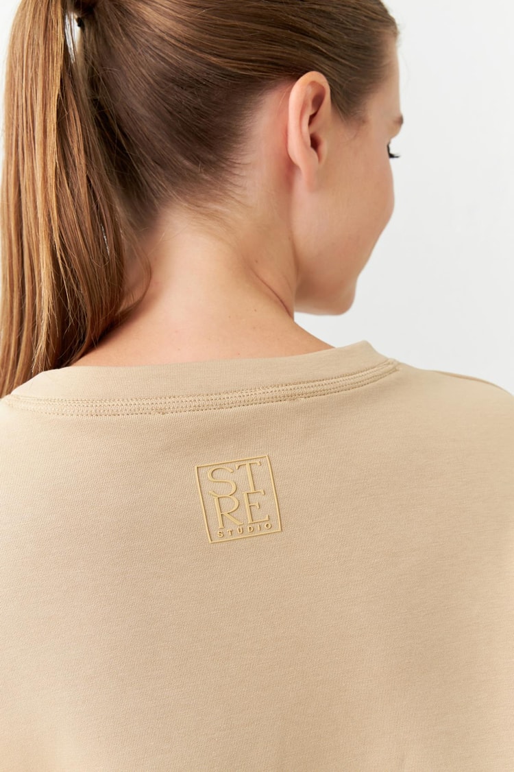Bej Bisiklet Yaka Uzun Kollu Sweatshirt Kadın Kategorisiz modelleri