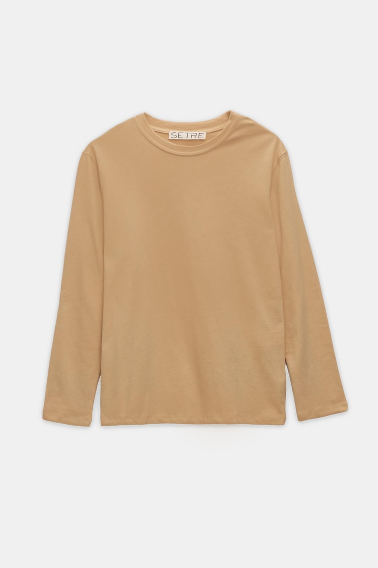 Bej Bisiklet Yaka Uzun Kollu Sweatshirt Kadın Sweatshirt modelleri