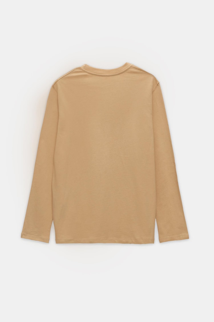 Bej Bisiklet Yaka Uzun Kollu Sweatshirt Kadın Sweatshirt modelleri
