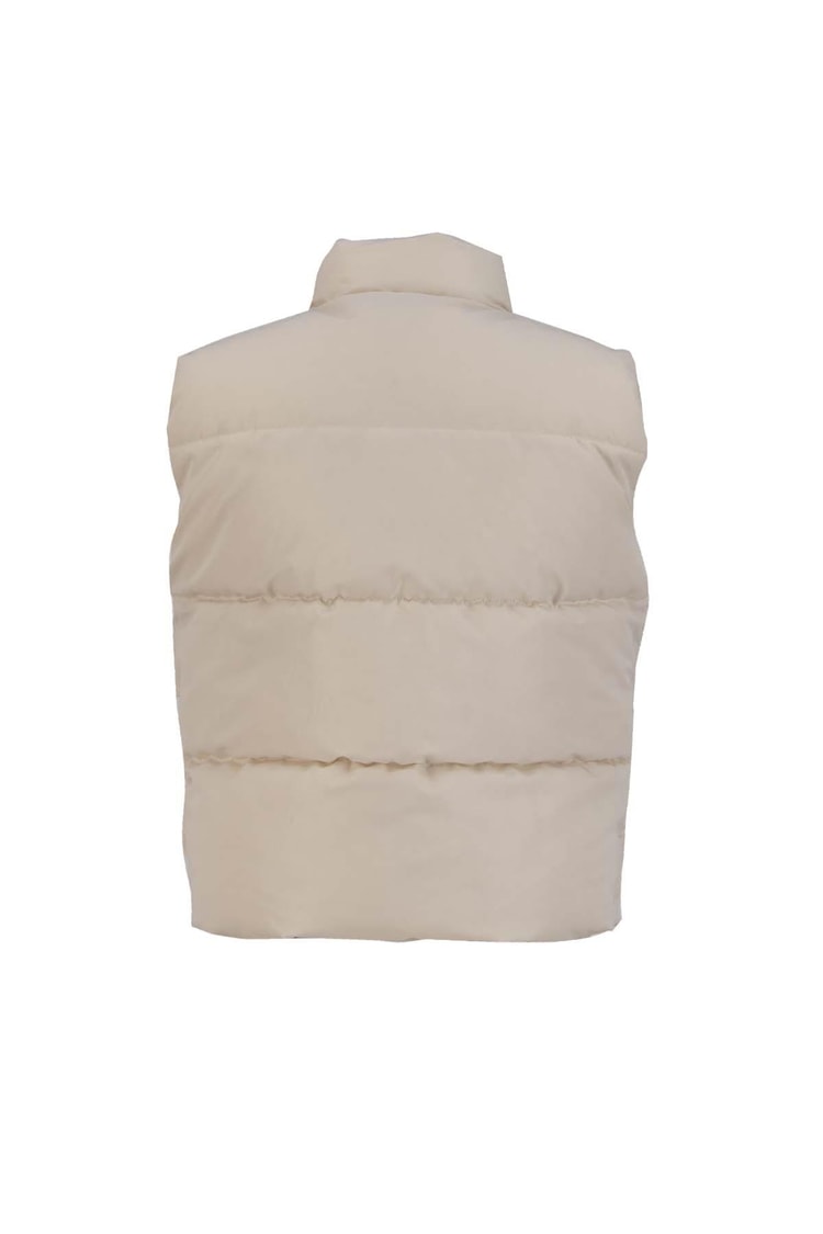 Bej Cep Detaylı Şişme Yelek Kadın Yelek modelleri
