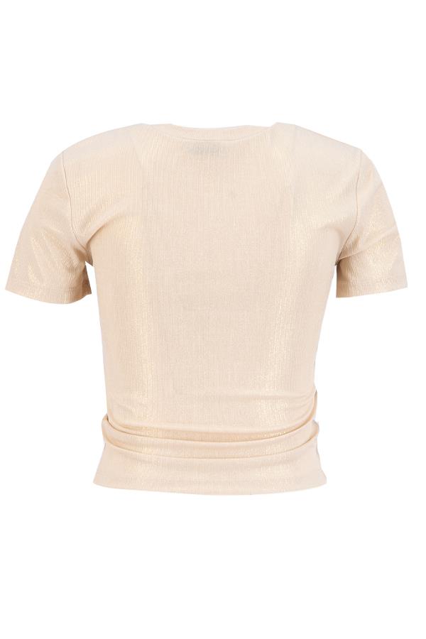 Bej Taşlı Kısa Kollu T-Shirt Kadın T-Shirt modelleri