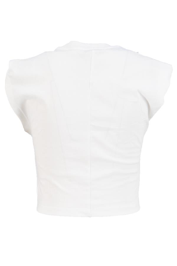 Beyaz Düğüm Detaylı Crop T-Shirt Kadın T-Shirt modelleri