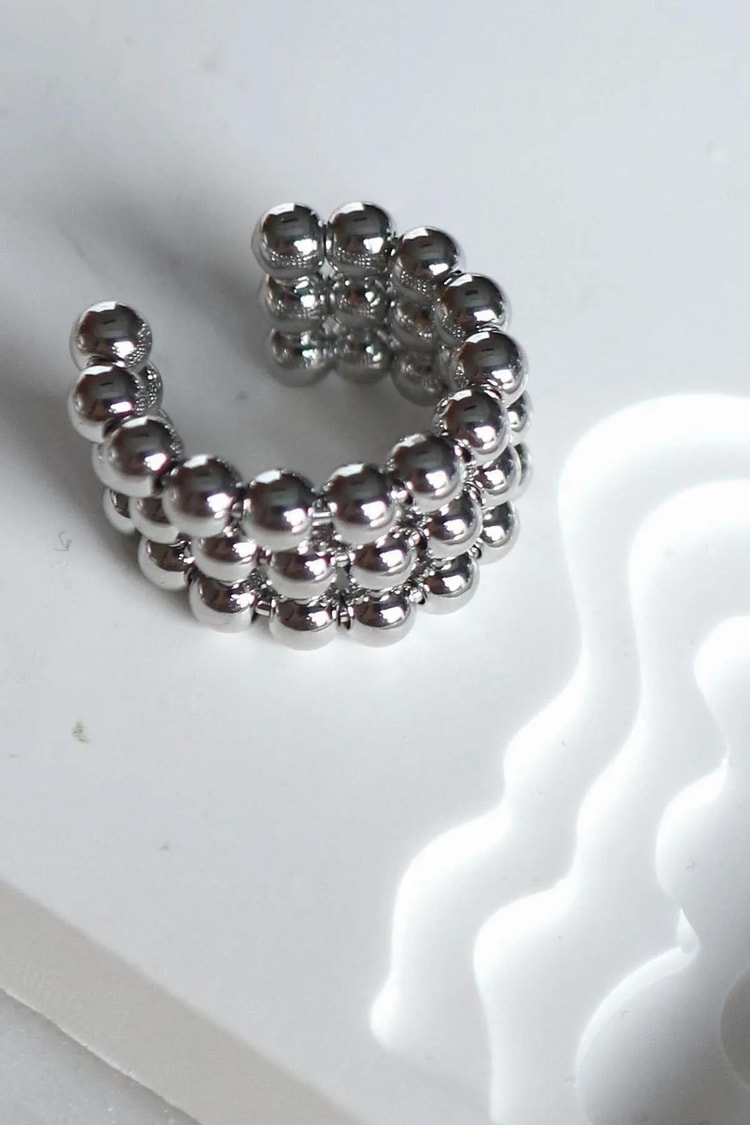 Beyaz Üç Sıra Topçuk Gümüş Kaplama Ear Cuff Kıkırdak Küpe Kadın Kategorisiz modelleri