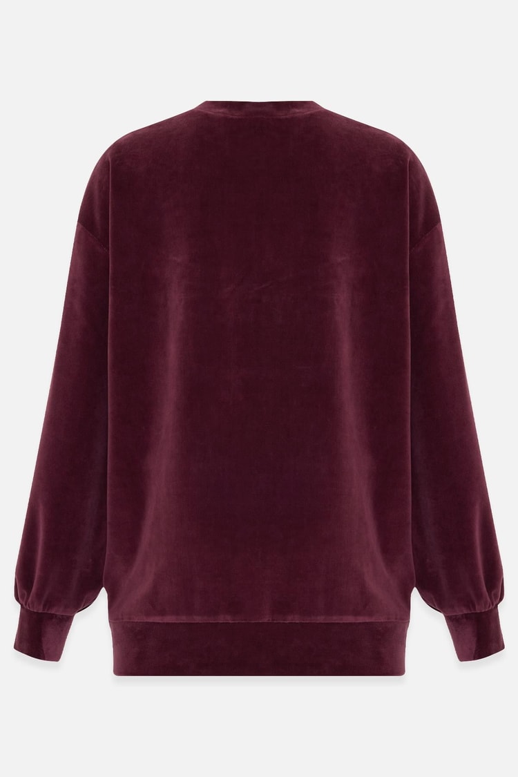 Bordo Kol Ve Belden Lastik Detaylı Rahat Kesim Sweatshirt Kadın Kategorisiz modelleri