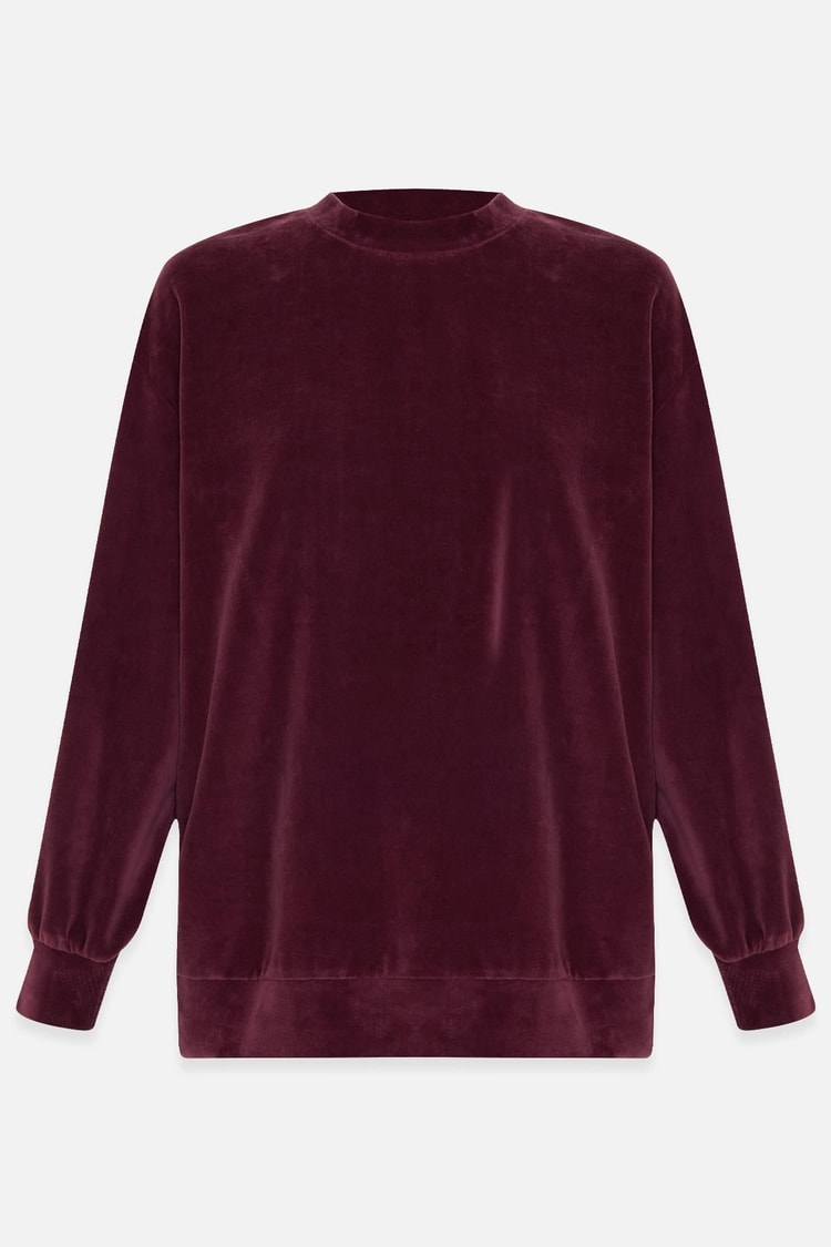 Bordo Kol Ve Belden Lastik Detaylı Rahat Kesim Sweatshirt Kadın Kategorisiz modelleri