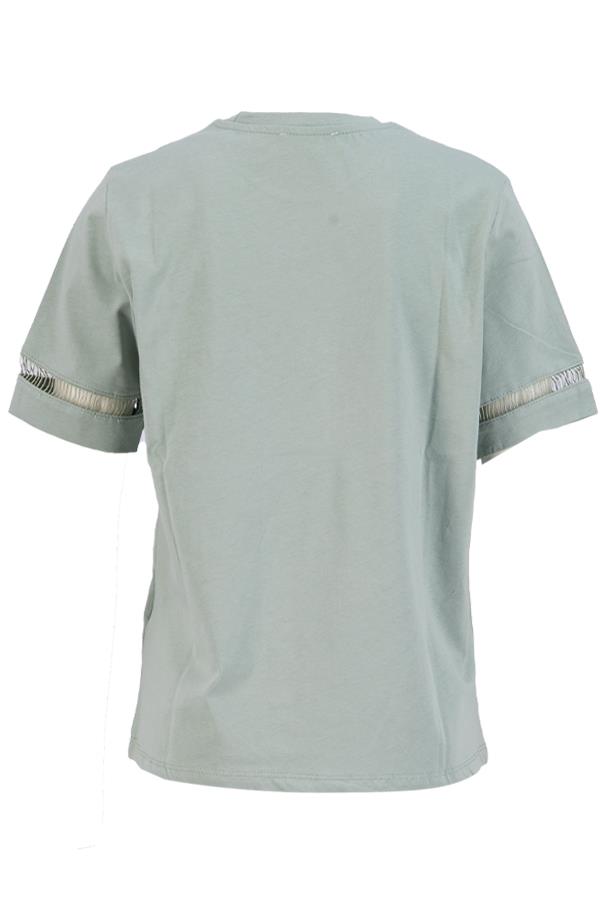 Çağla Baskılı Kol Ve Omuzda Örme Detaylı Bisiklet Yaka T-Shirt Kadın T-Shirt modelleri