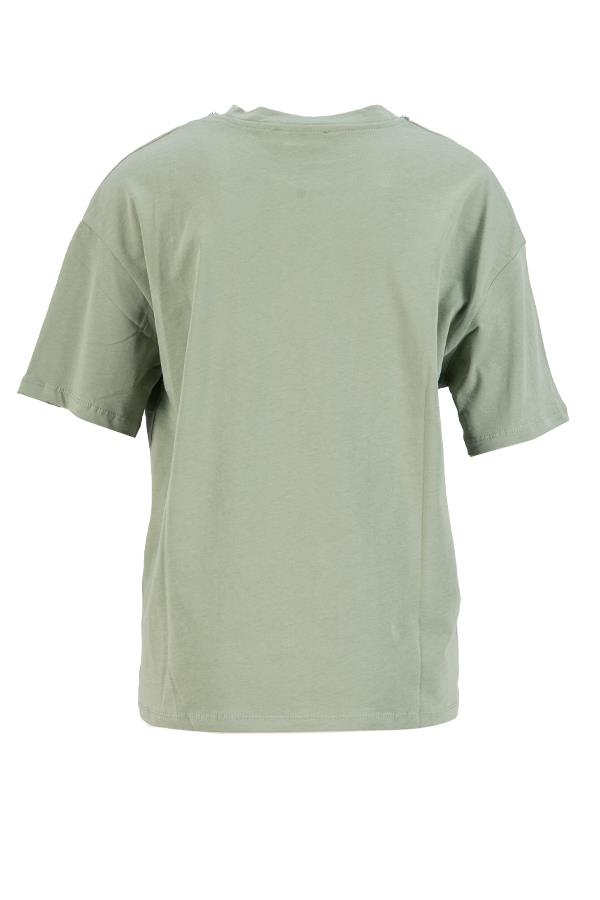 Çağla Bisiklet Yaka Taş Detayllı Mini Baskılı T-Shirt Kadın T-Shirt modelleri