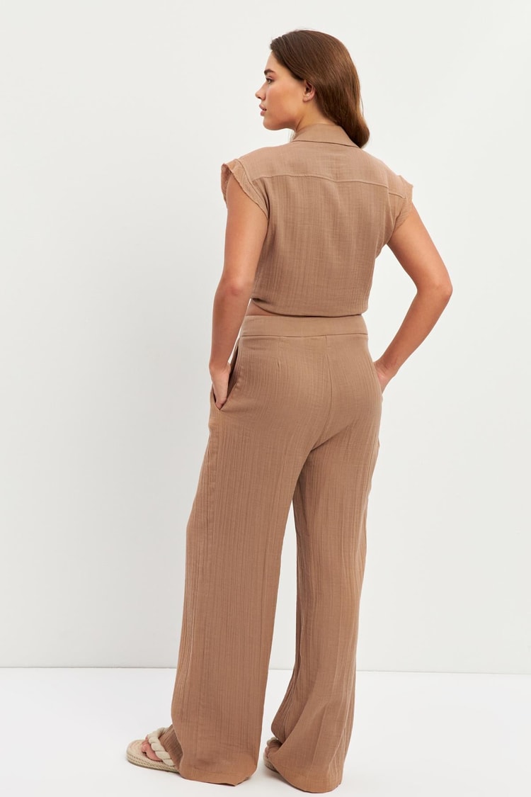 Camel Bel Ve Cep Detaylı Rahat Kesim Pantolon Kadın Kategorisiz modelleri