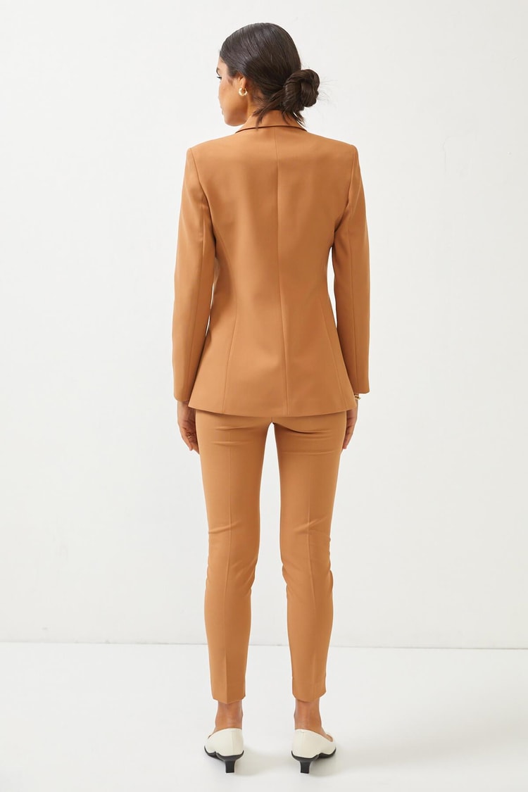 Camel Blazer Ceket Pantolon Takım Kadın Takım Elbise modelleri