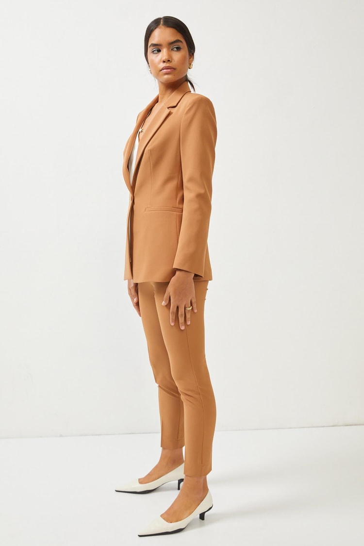 Camel Blazer Ceket Pantolon Takım Kadın Takım Elbise modelleri