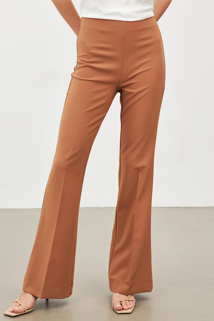 Camel Bol Paça Pantolon Kadın Pantolon modelleri