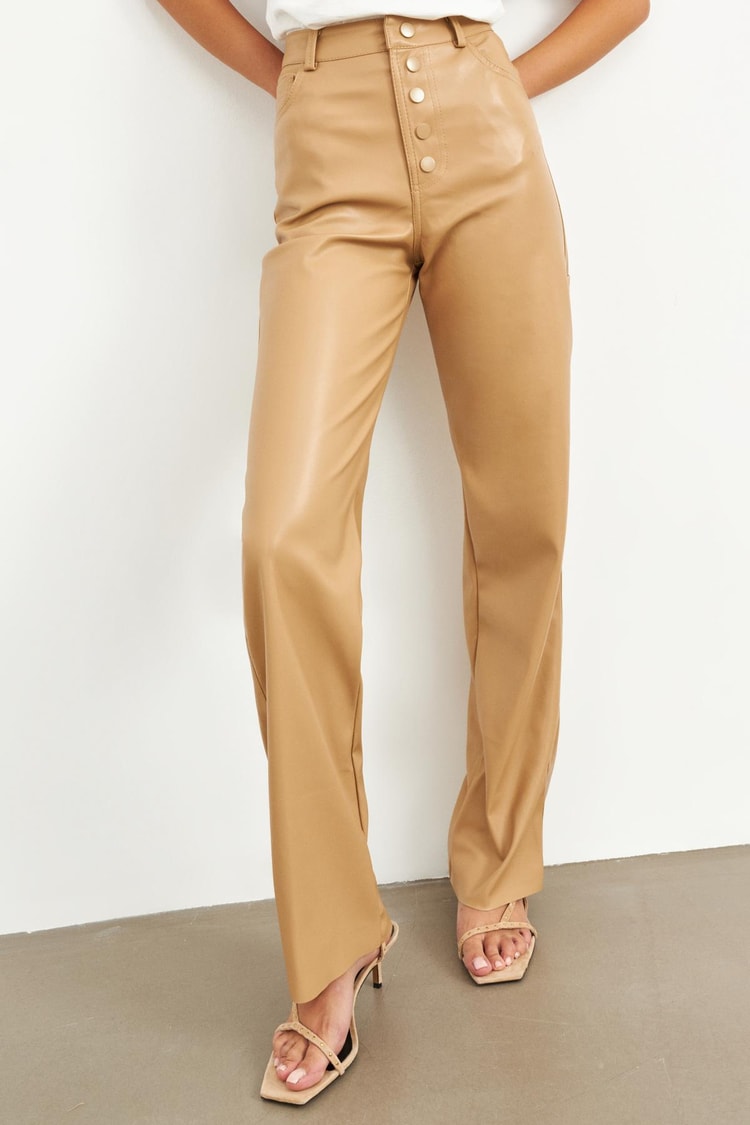 Camel Yüksek Bel Pantolon Kadın Jean modelleri