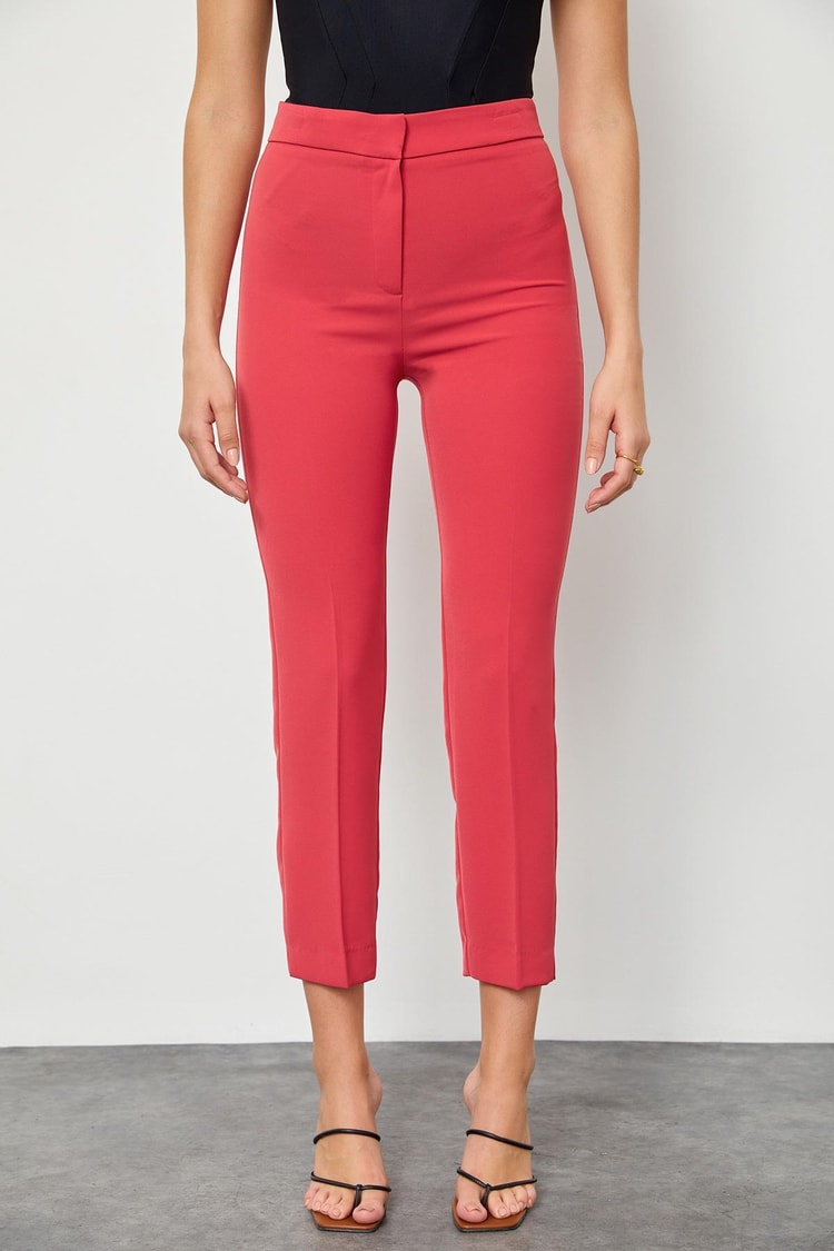 Paradise Pink Normal Waist Pencil Fabric Pants Kadın Pants modelleri