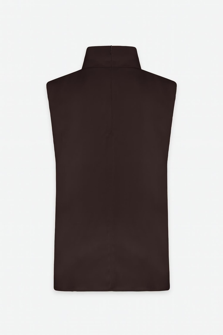Çikolata Drape Ve Yaka Detaylı Kolsuz Bluz Kadın Bluz modelleri