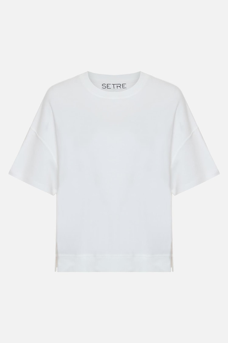 Ekru %100 Pamuklu Kısa Kollu T-Shirt Kadın T-Shirt modelleri