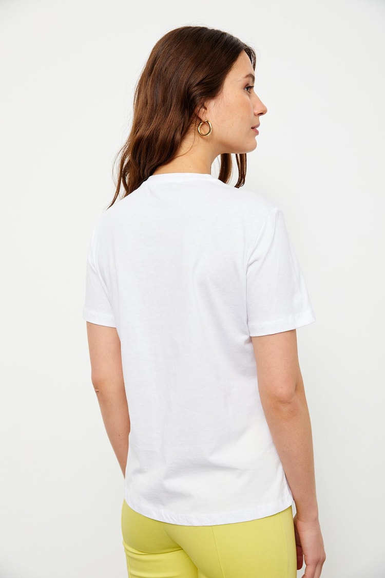 Ekru 1YM2CTS0093 T-SHIRT Kadın T-Shirt modelleri