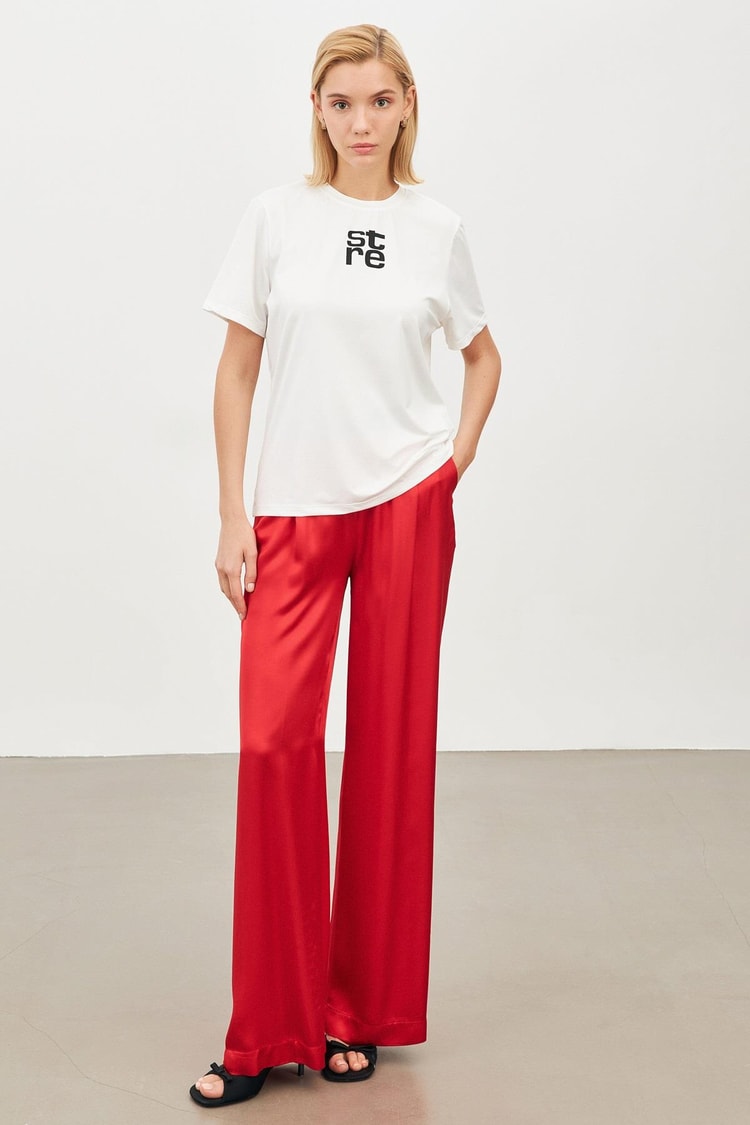 Ekru 1YU2CTS0334 T-SHİRT Kadın T-Shirt modelleri