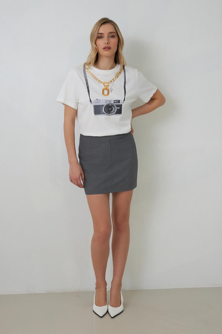 Ekru 2YB3WSTS0453 T-SHIRT Kadın Kategorisiz modelleri
