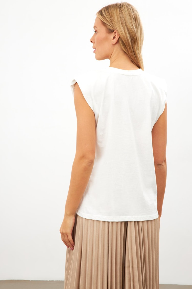 Ekru 2YB4CTS0364 T-SHIRT Kadın T-Shirt modelleri