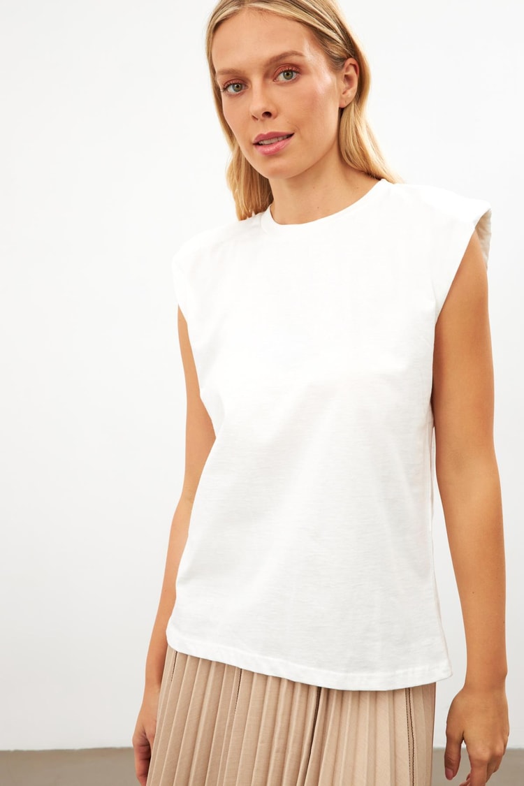 Ekru 2YB4CTS0364 T-SHIRT Kadın T-Shirt modelleri
