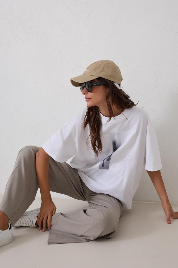 Ekru 2YB4CTS0413 T-SHIRT Kadın T-Shirt modelleri