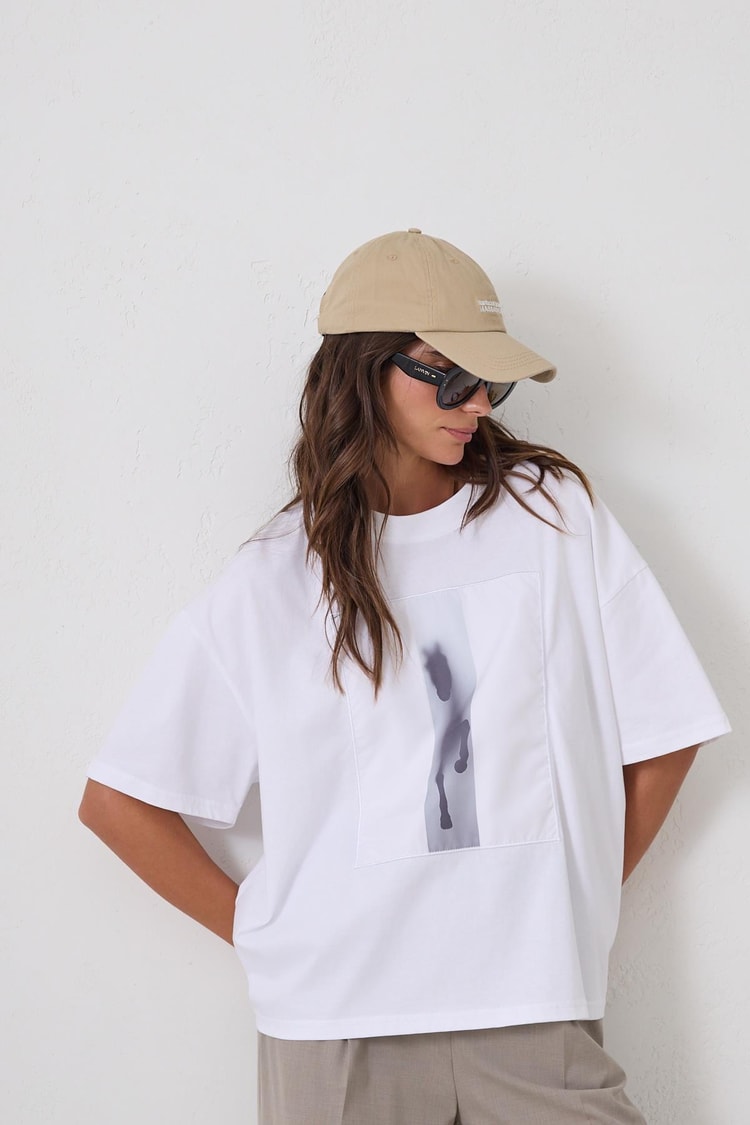 Ekru 2YB4CTS0413 T-SHIRT Kadın T-Shirt modelleri