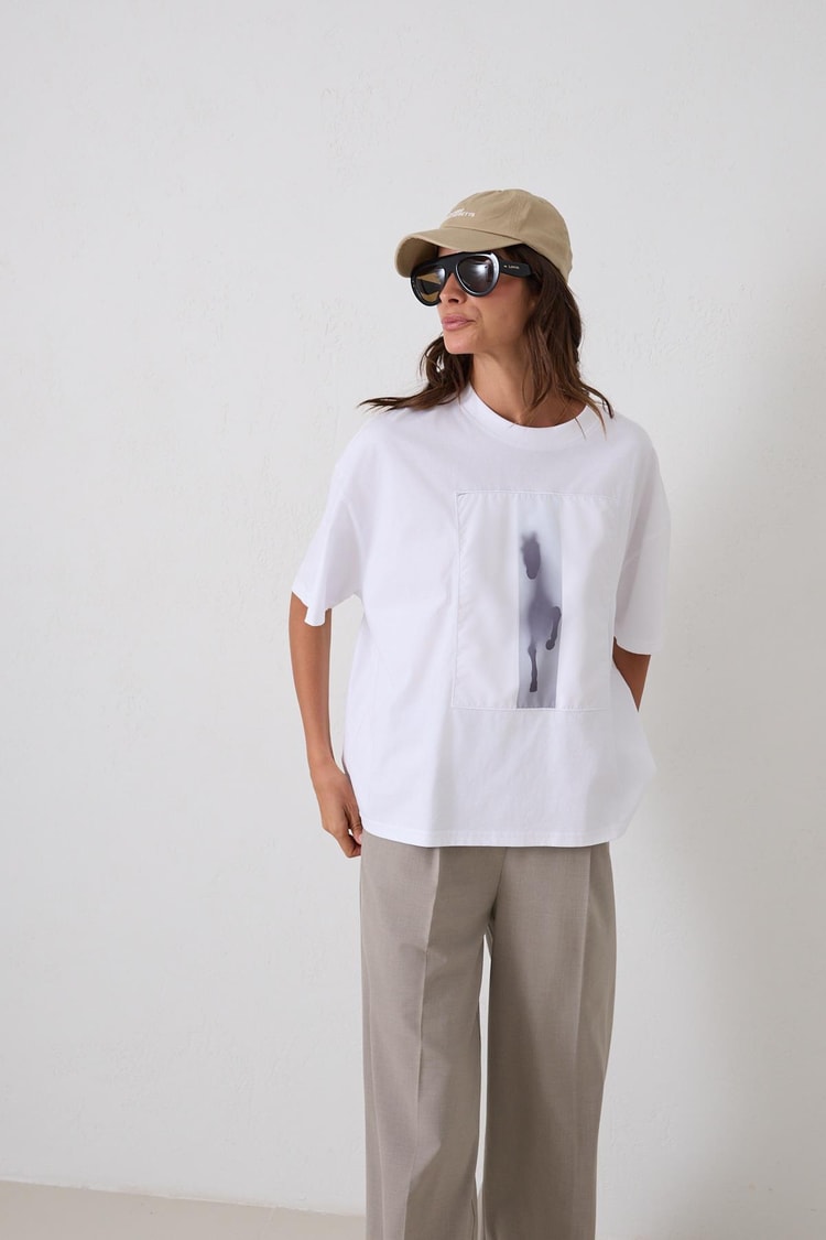 Ekru 2YB4CTS0413 T-SHIRT Kadın T-Shirt modelleri