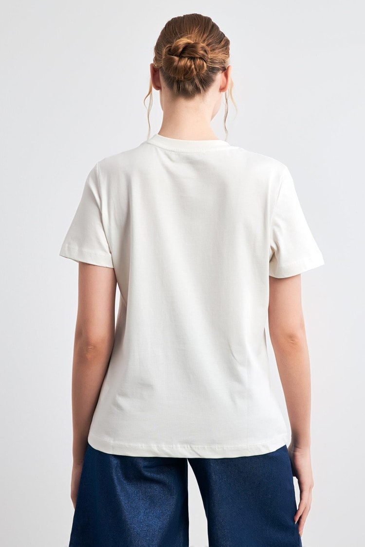 Ekru 2YB4CTS0430 T-SHIRT Kadın T-Shirt modelleri
