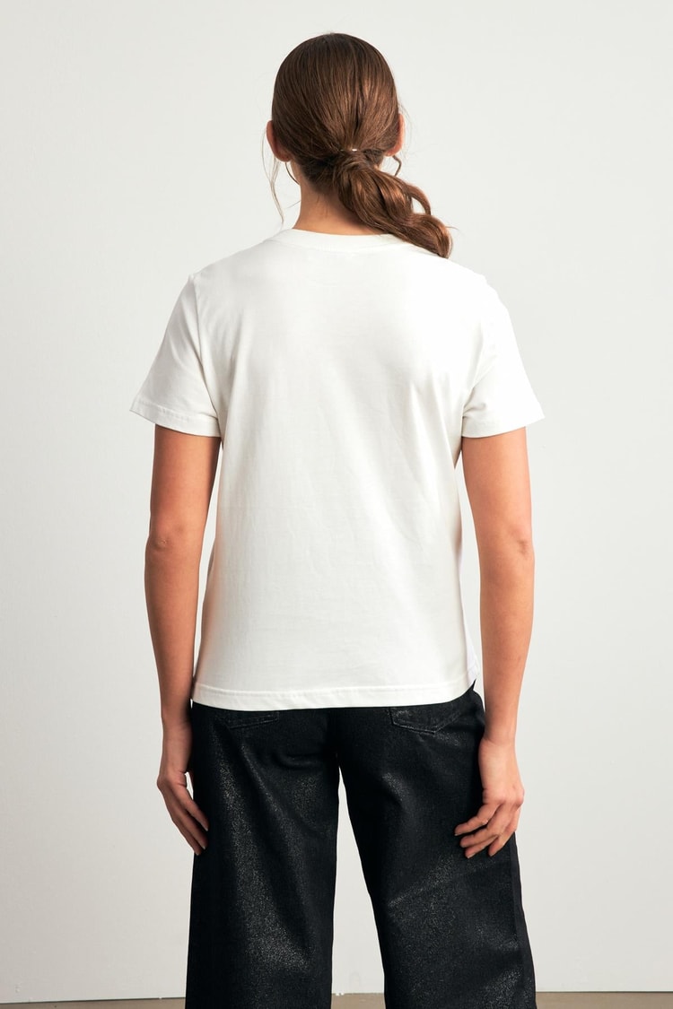 Ekru 2YB4CTS0431 T-SHIRT Kadın T-Shirt modelleri