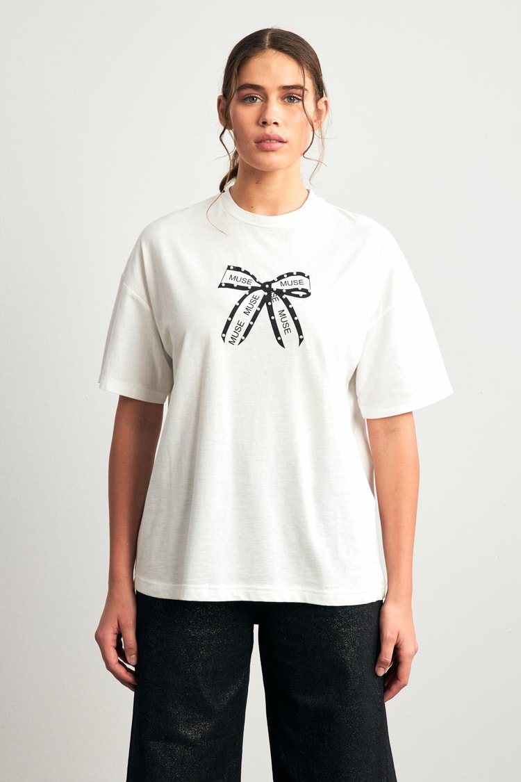 Ekru 2YB4CTS0436 T-SHIRT Kadın T-Shirt modelleri