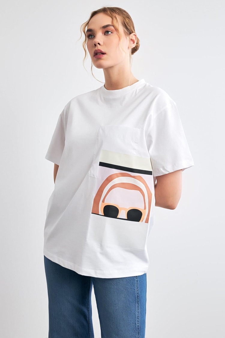 Ekru 2YB4CTS0446 TSHIRT Kadın T-Shirt modelleri