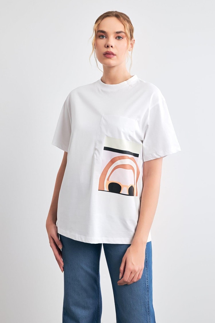 Ekru 2YB4CTS0446 TSHIRT Kadın T-Shirt modelleri
