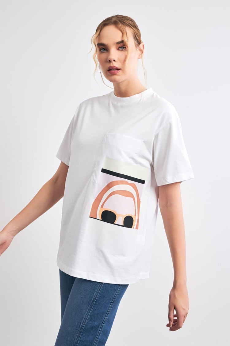 Ekru 2YB4CTS0446 TSHIRT Kadın T-Shirt modelleri