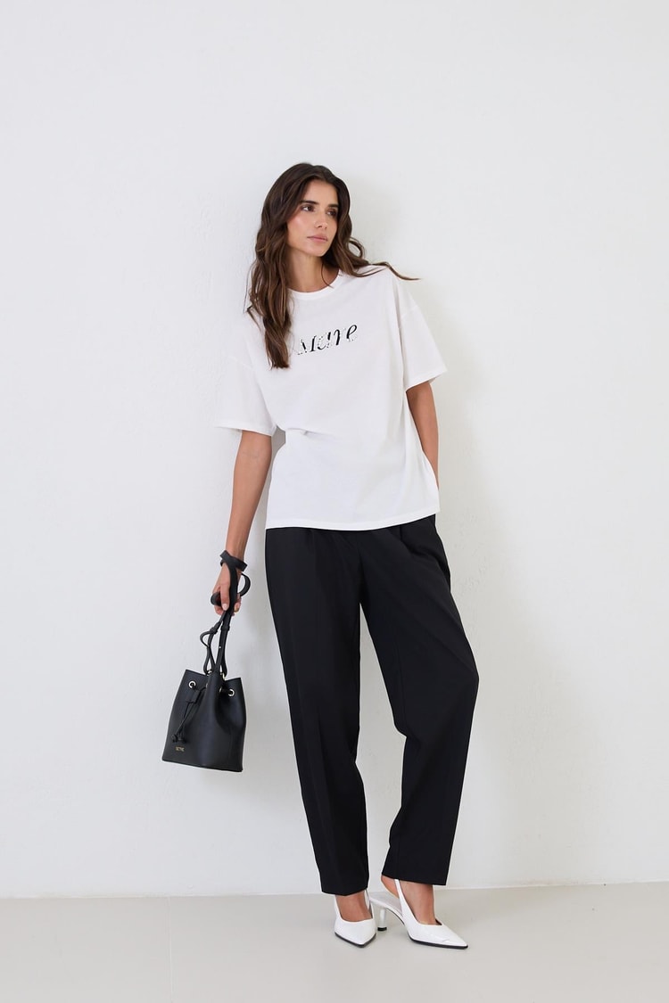 Ekru 2YD2CTS0433 T-SHIRT Kadın T-Shirt modelleri