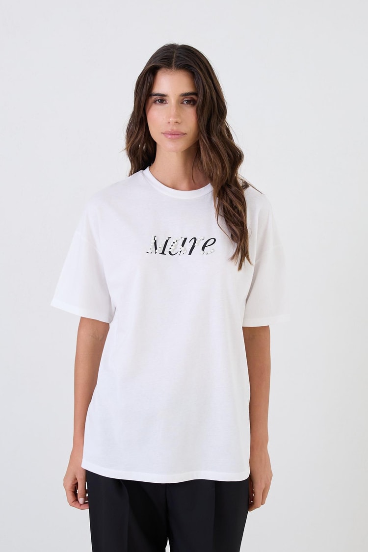 Ekru 2YD2CTS0433 T-SHIRT Kadın T-Shirt modelleri