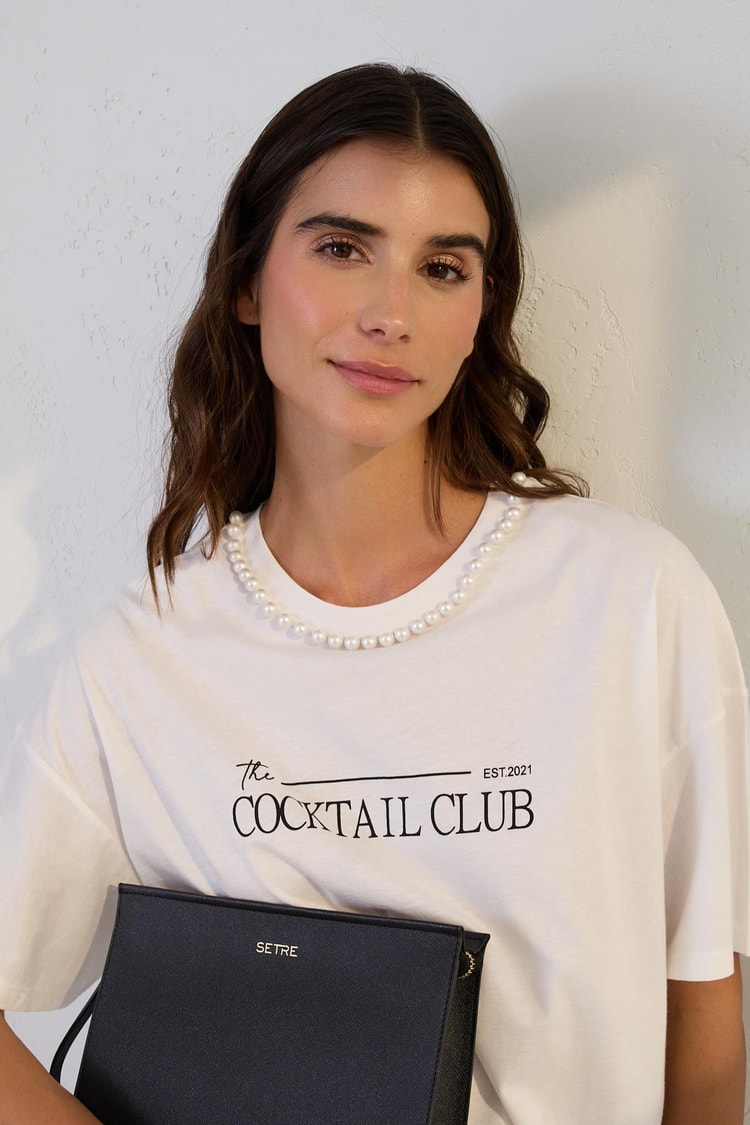 Ekru 2YD2CTS0434 T-SHIRT Kadın T-Shirt modelleri