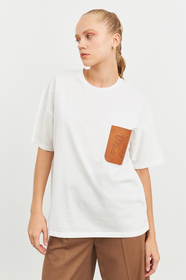 Ekru 2YD4CTS0317 T-SHIRT Kadın T-Shirt modelleri