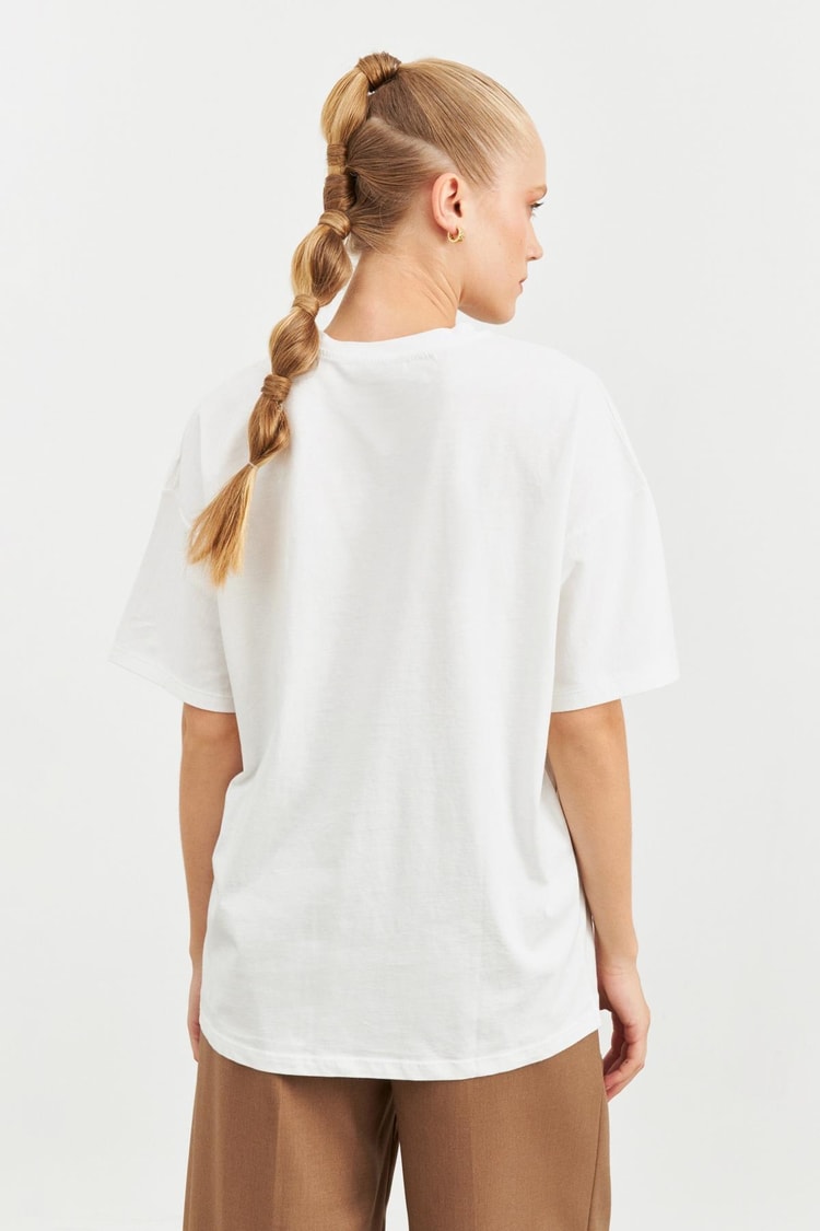 Ekru 2YD4CTS0317 T-SHIRT Kadın T-Shirt modelleri